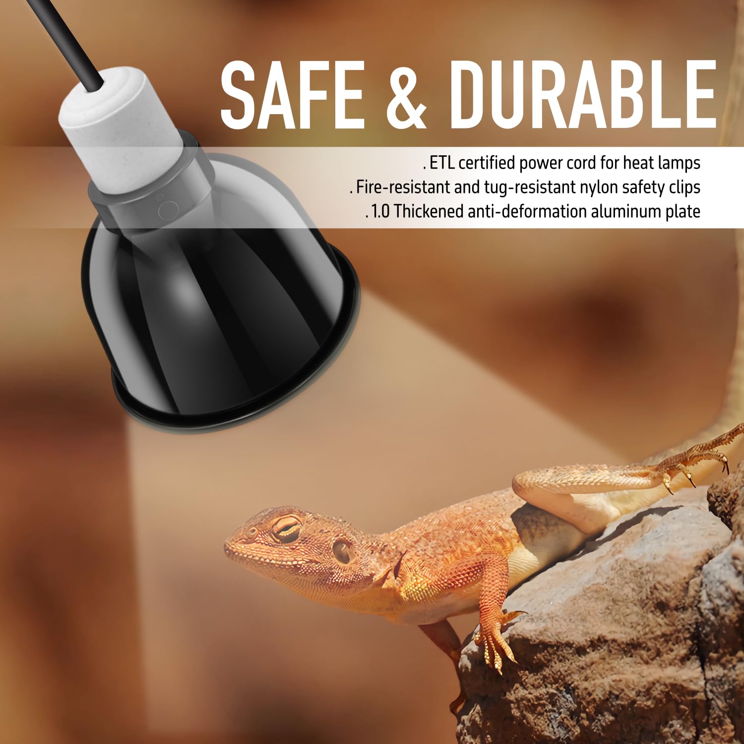 ReptiKing reptile light dome on off switch convenient control during daylight and night routines.