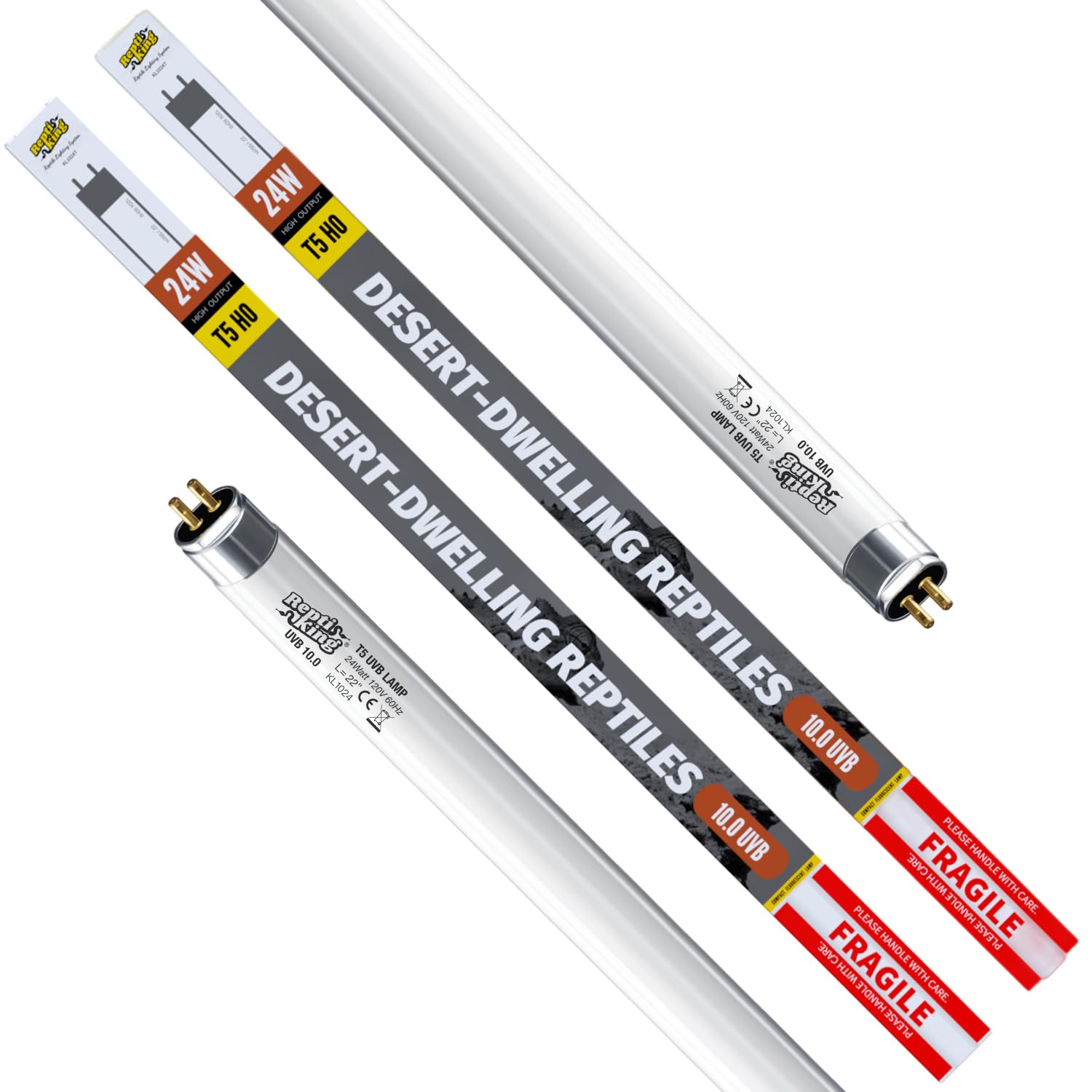 ReptiKing T5 UVB tube 24W for desert enclosure promotes effective basking UVB.