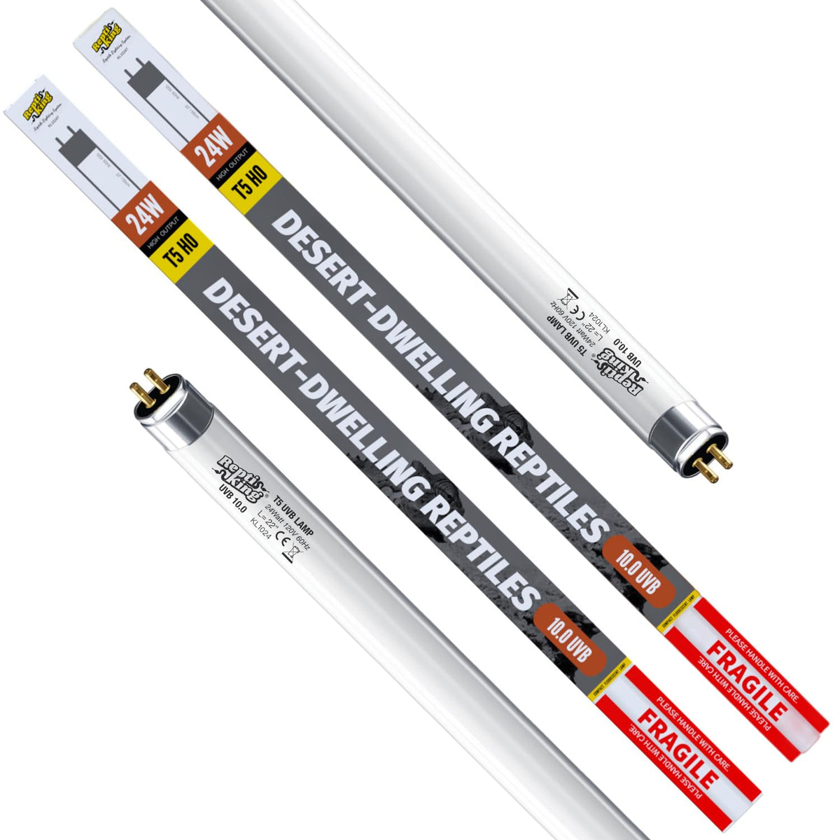 ReptiKing T5 UVB tube 24W for desert enclosure promotes effective basking UVB.