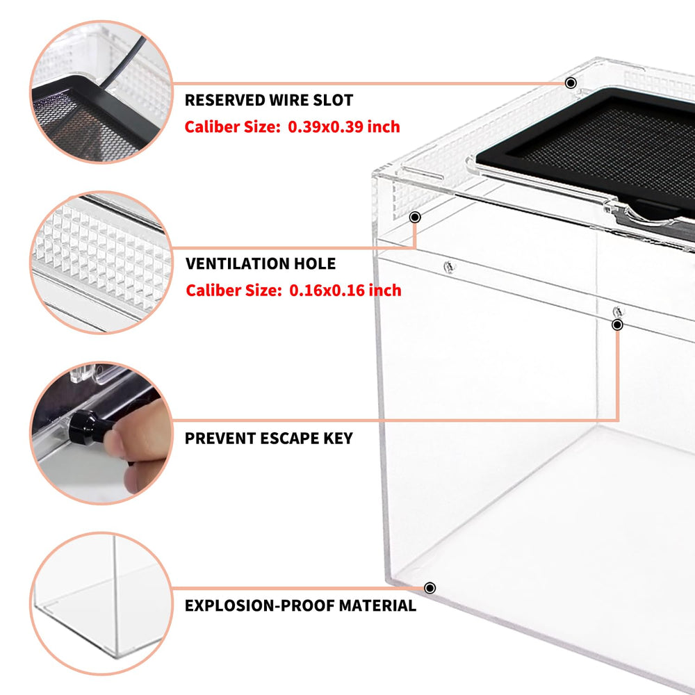Reptile Growth Mini Terrarium feeding-port enables easy feeding and maintenance