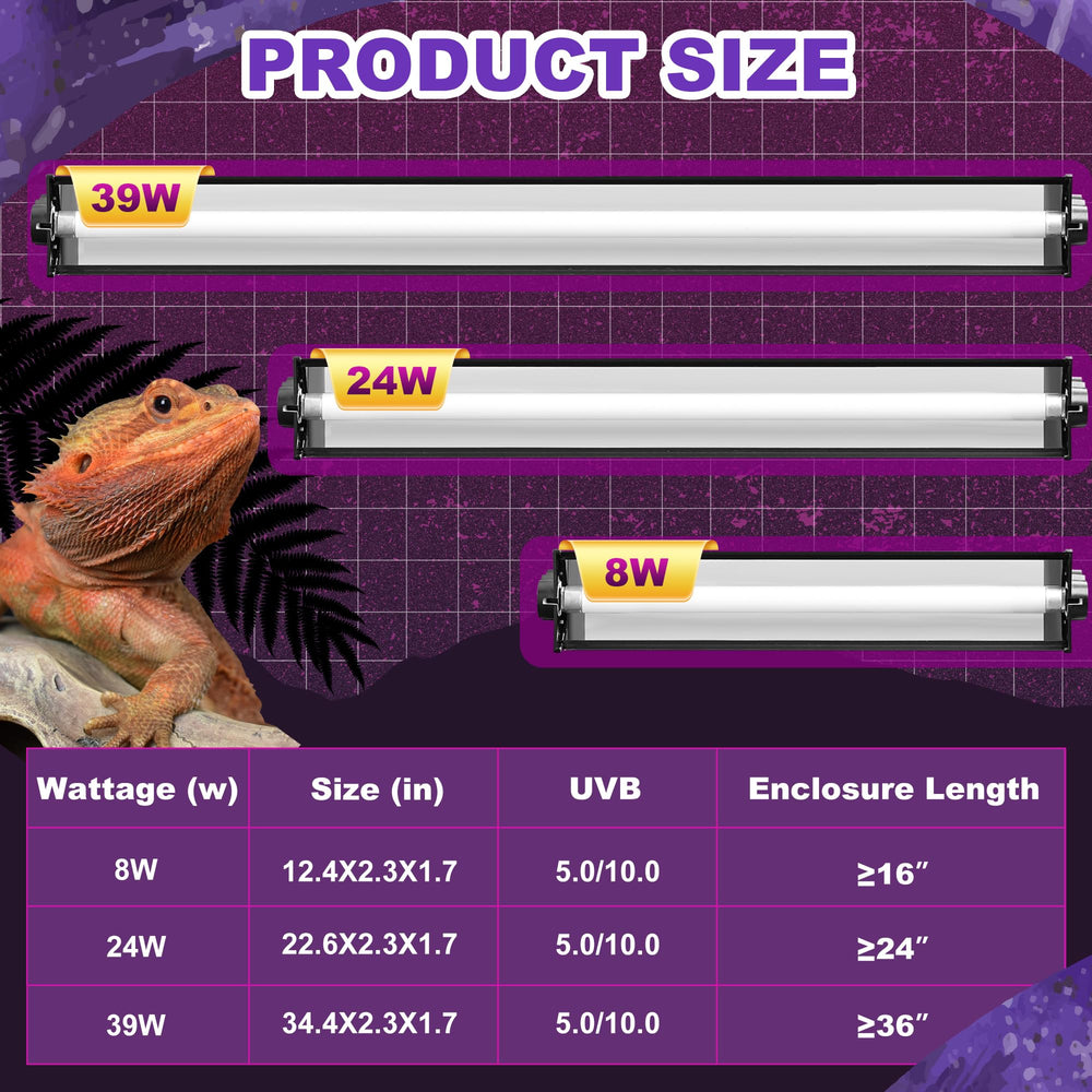 Reptispa T5 HO UVB Kit fluorescent tube provides steady UVB and UVA with minimal heat