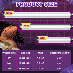 Reptispa T5 HO UVB Kit fluorescent tube provides steady UVB and UVA with minimal heat