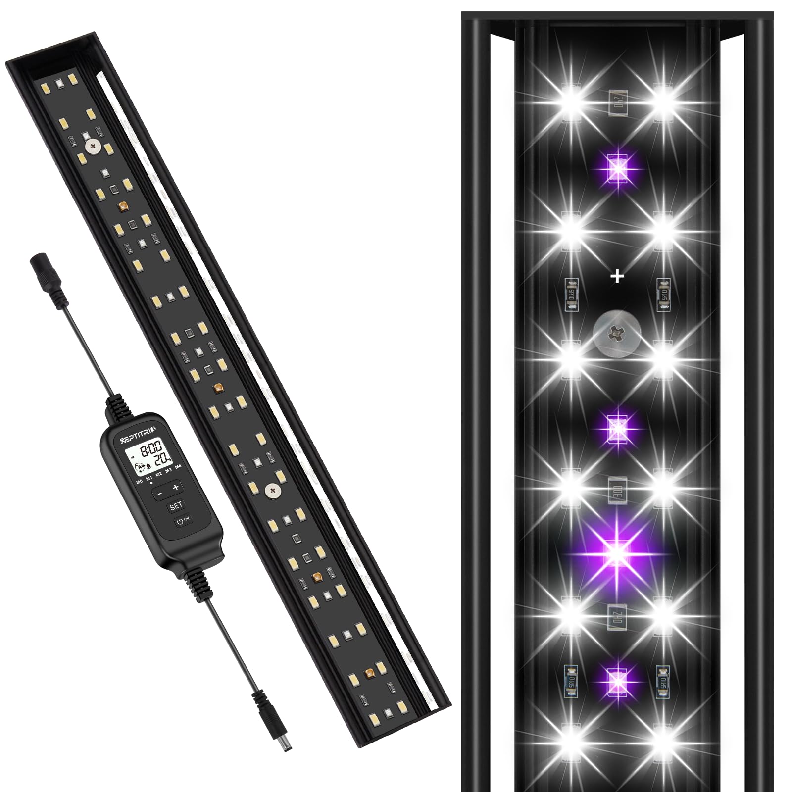 REPTITRIP 16-inch LED UVB light delivers sunlight-like UVB for reptiles.
