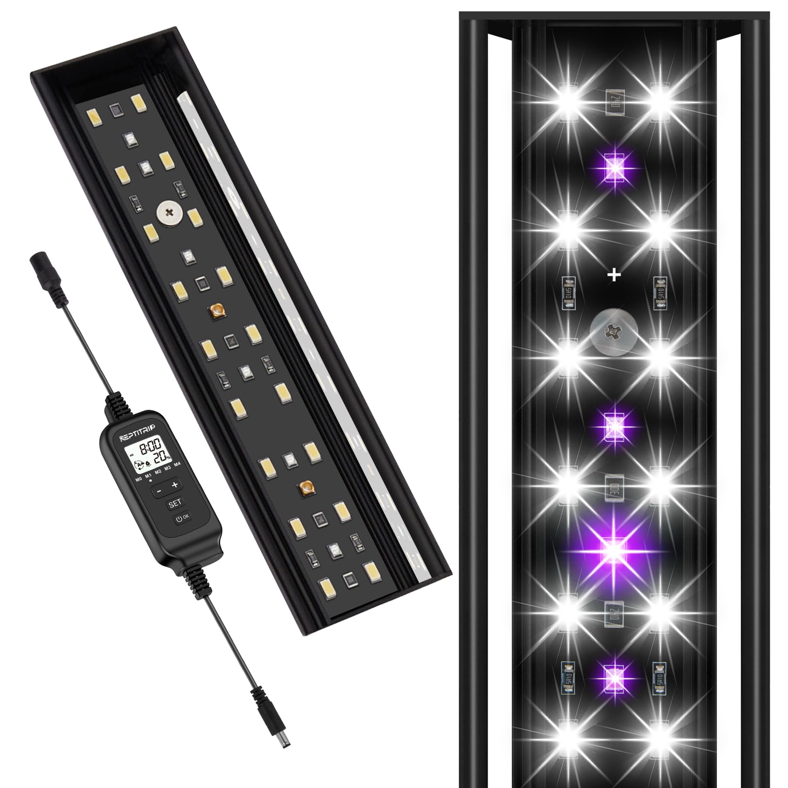 REPTITRIP 8inch LED UVB light provides stable UV exposure for basking reptiles