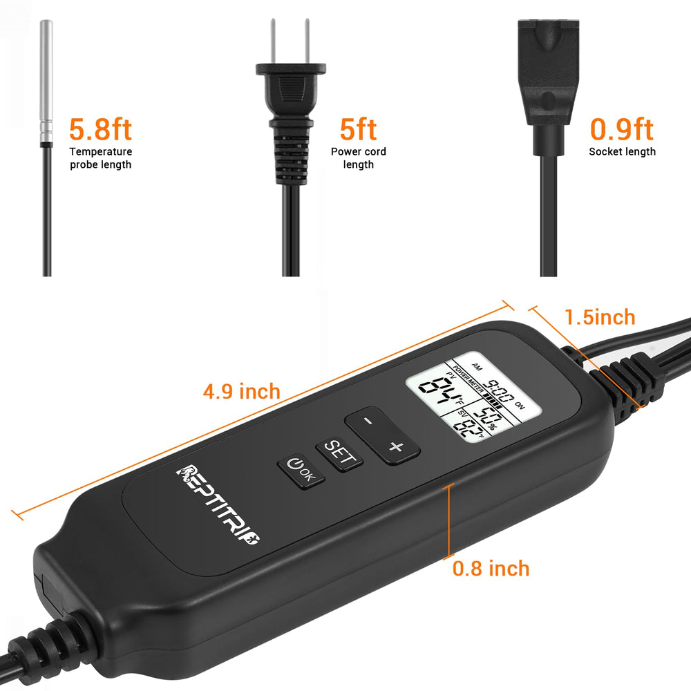 REPTITRIP dimming-thermostat basking-spot setup for bearded dragons.