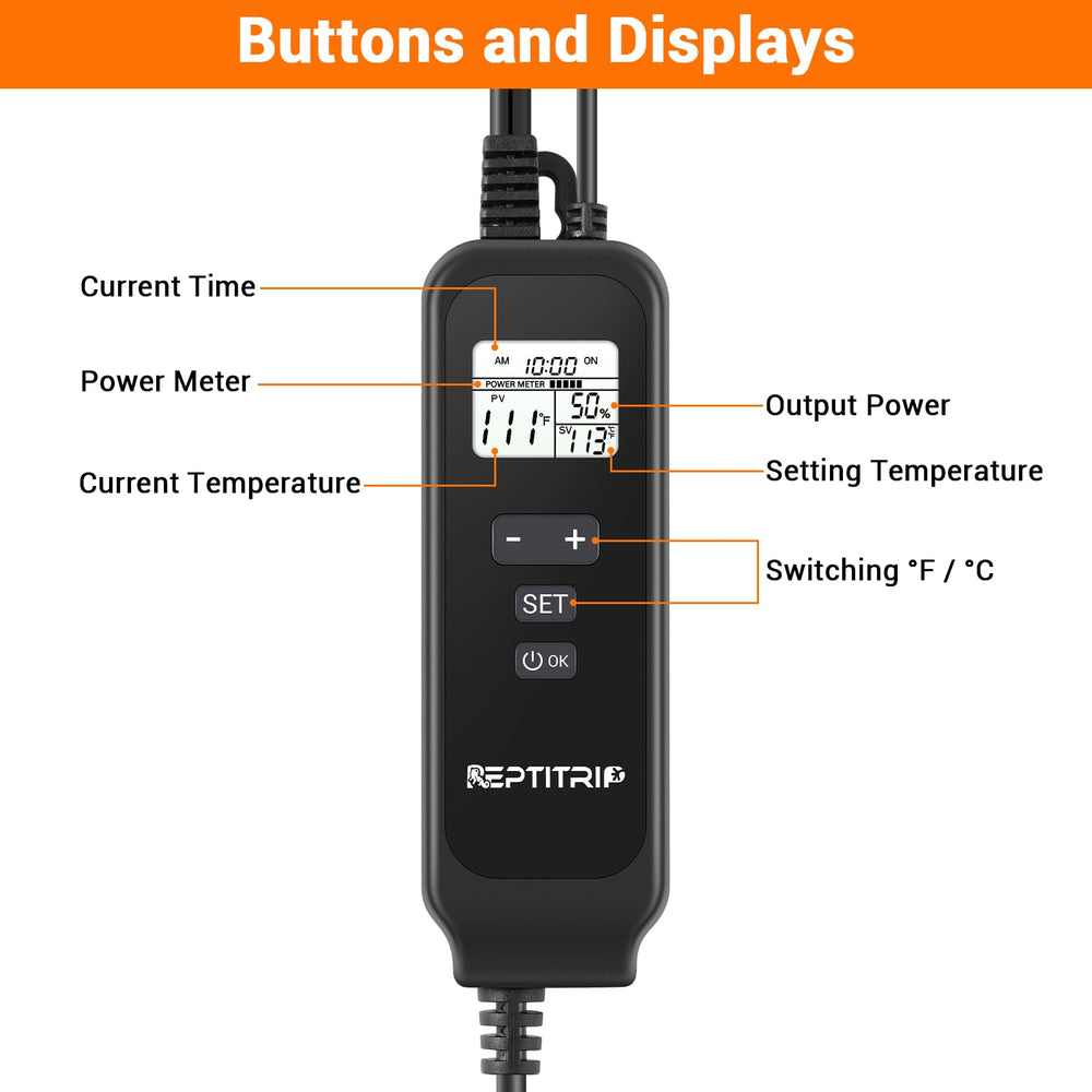 REPTITRIP dimming-thermostat memory function preserves presets.
