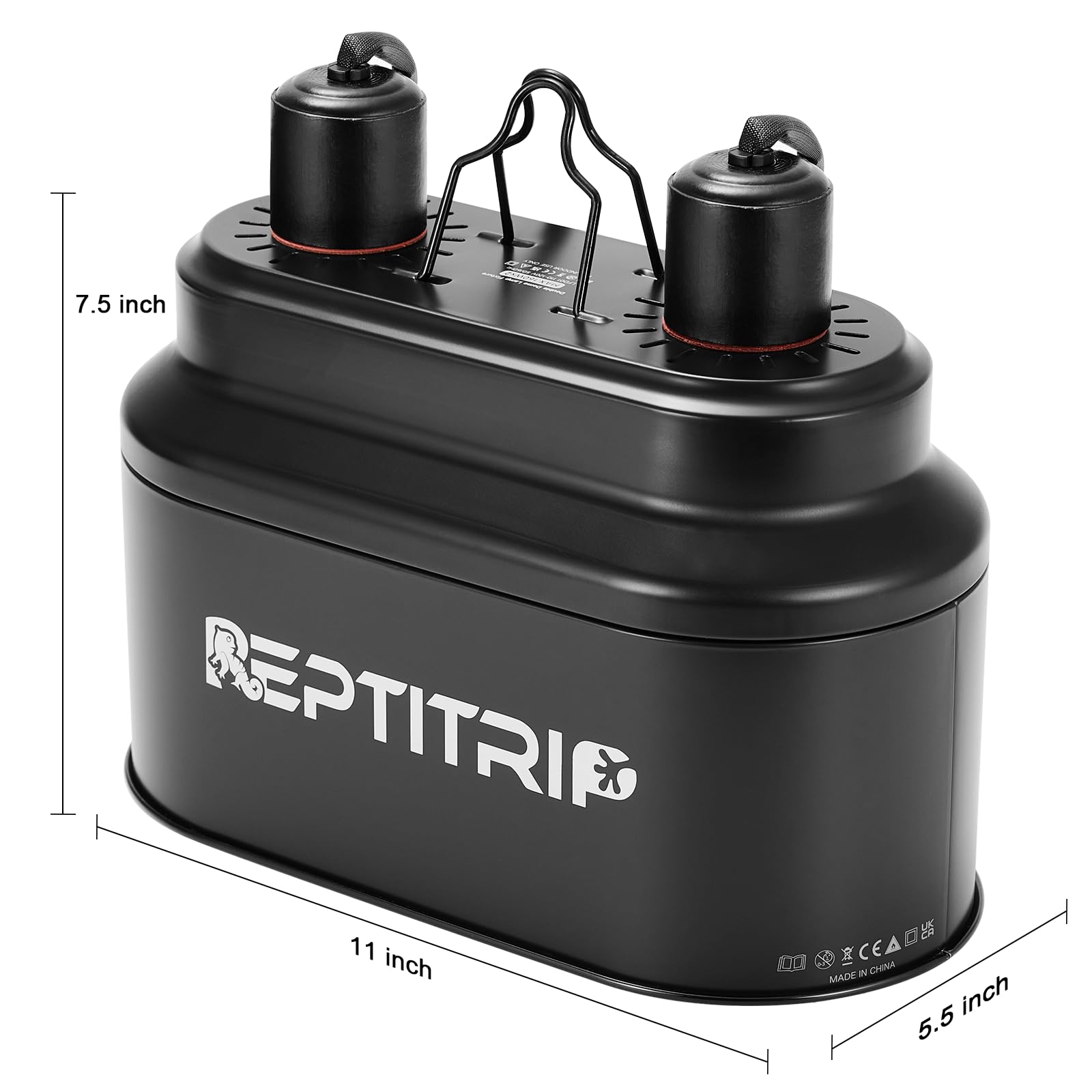 REPTITRIP dual fixture side view shows compact enclosure-ready design
