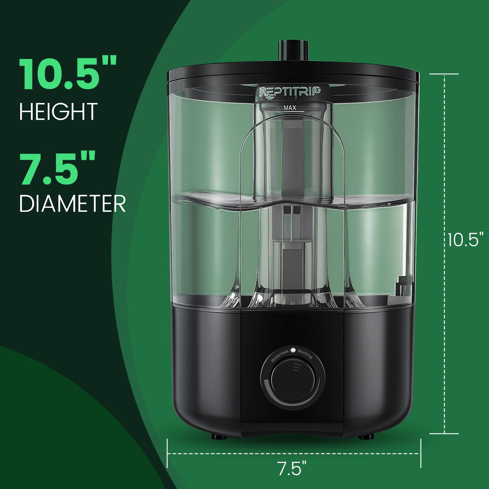 REPTITRIP control knob detail enables precise, customizable humidity levels