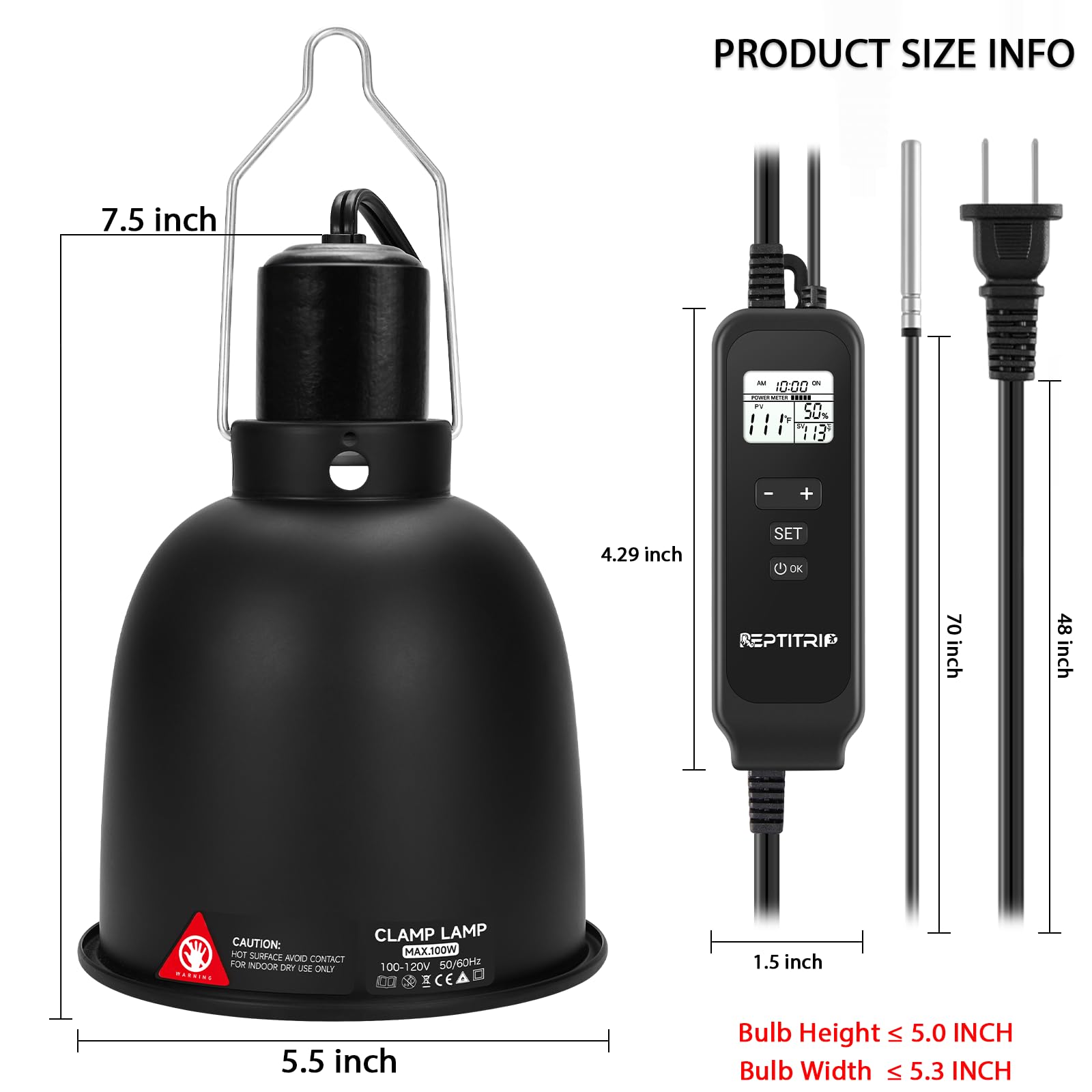 REPTITRIP LCD temperature settings display makes monitoring quick.