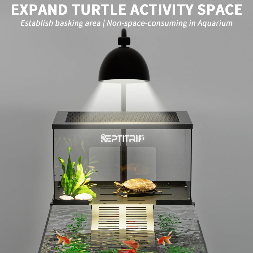 REPTITRIP polycarbonate basking surface clarity enables clear turtle visibility