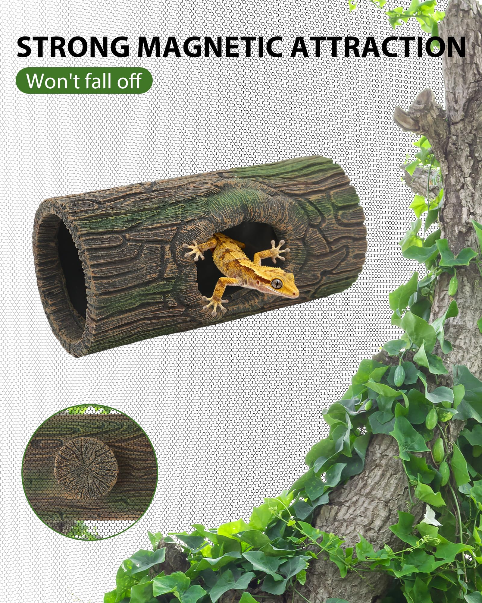 REPTITRIP resin hollow log cave shows smooth edges safe for pets
