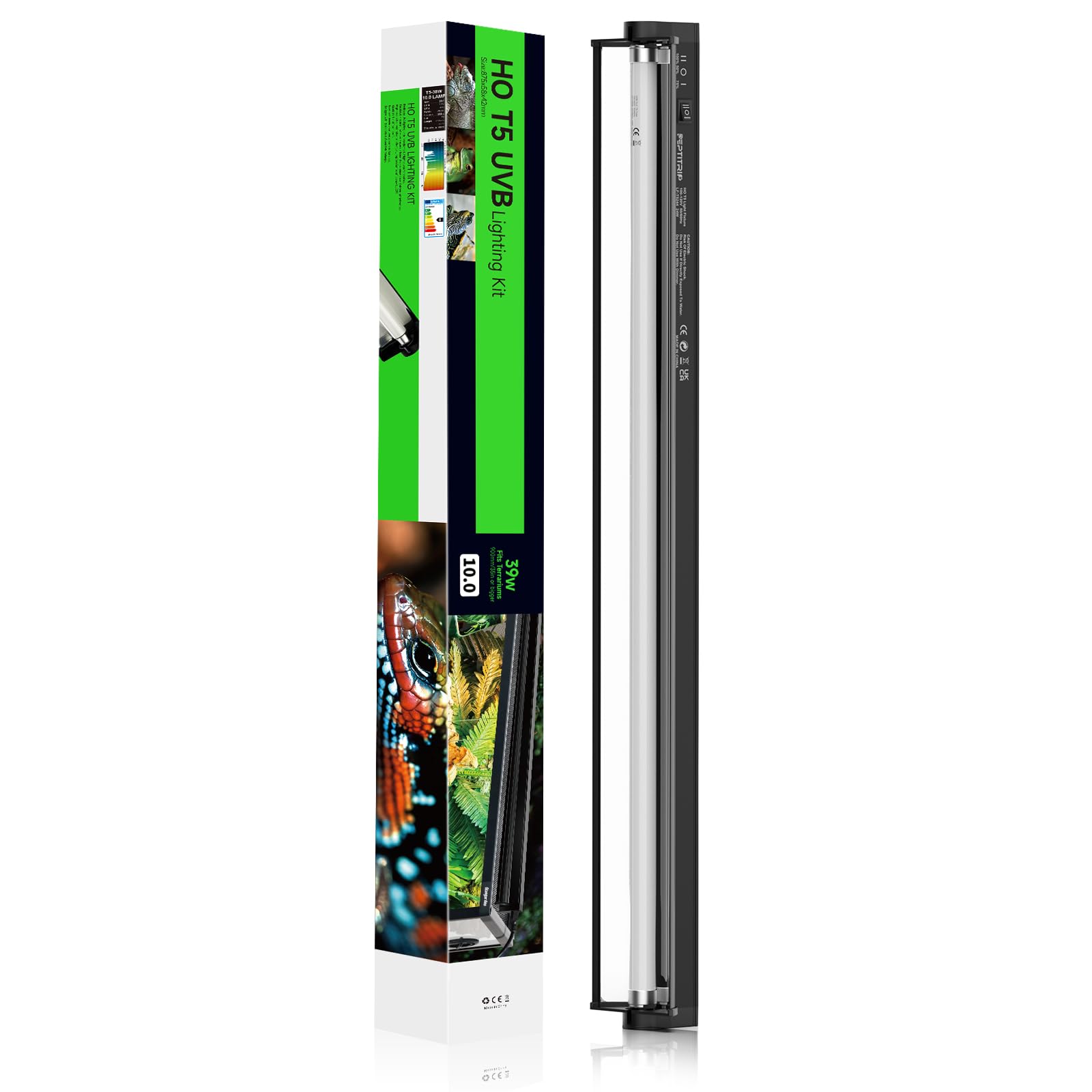 REPTITRIP T5 UVB light 35-inch providing reptile basking UV exposure.