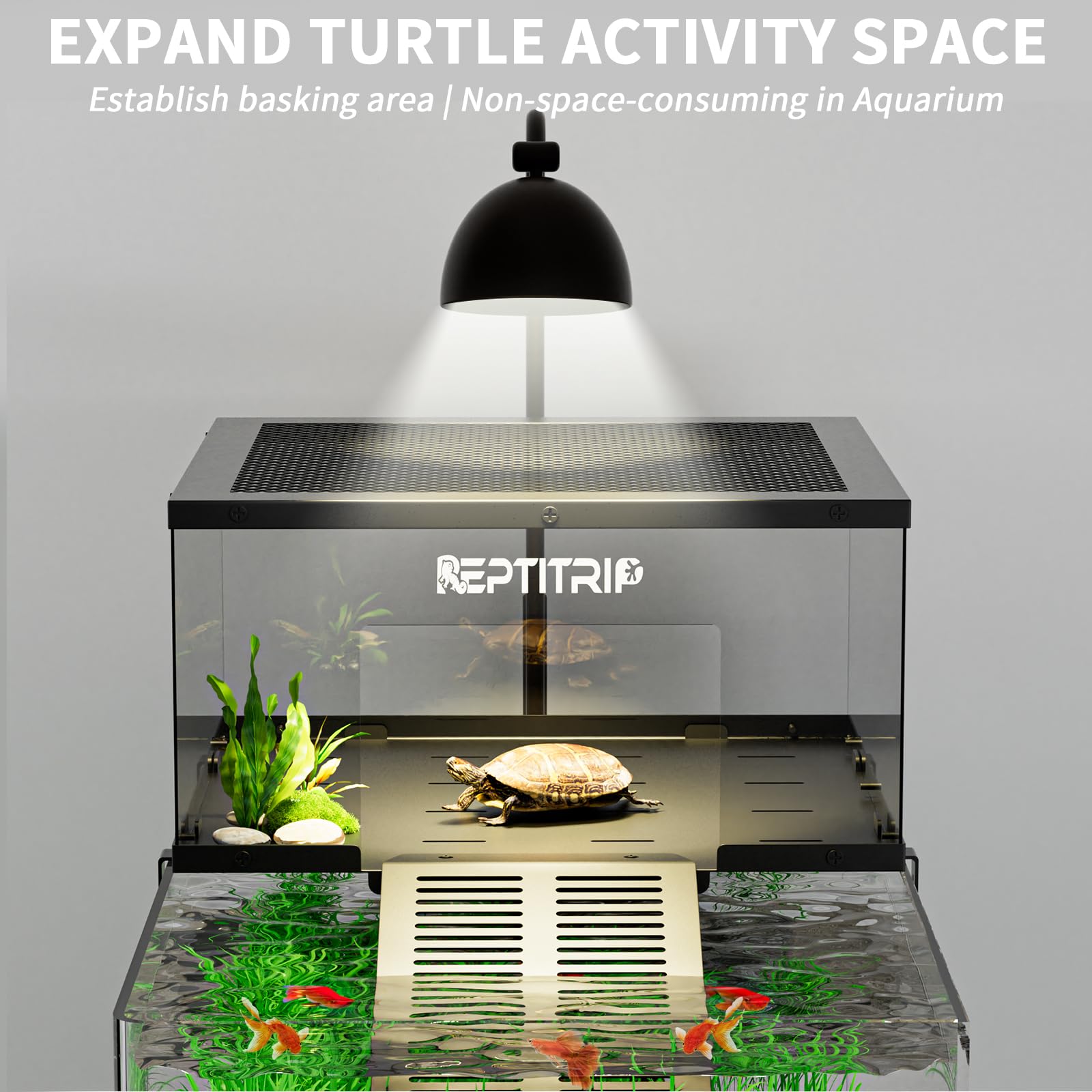 REPTITRIP Turtle Basking Platform polycarbonate material offers bright visibility