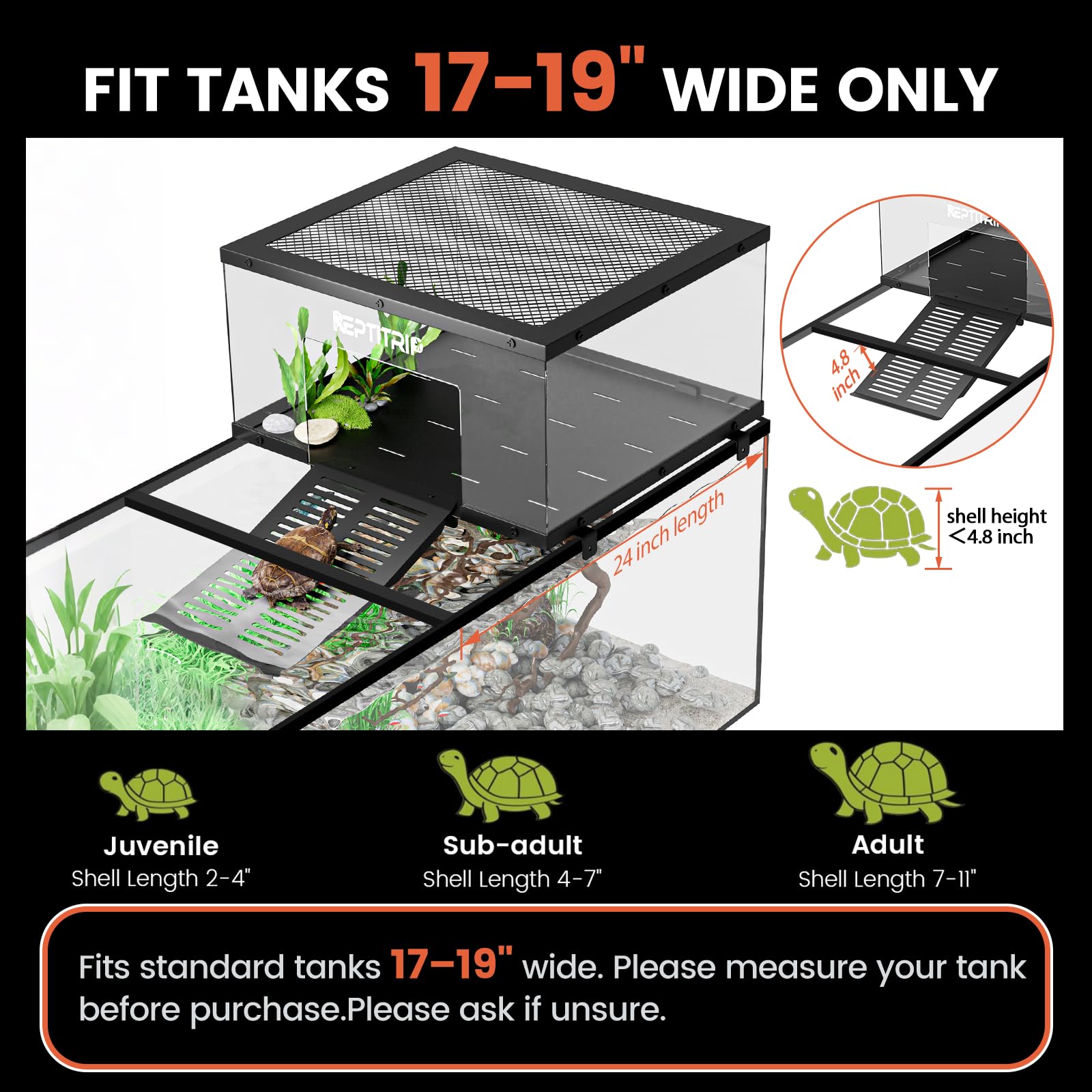 REPTITRIP Turtle Basking Ramp close-up demonstrates non-slip grip for secure climbing