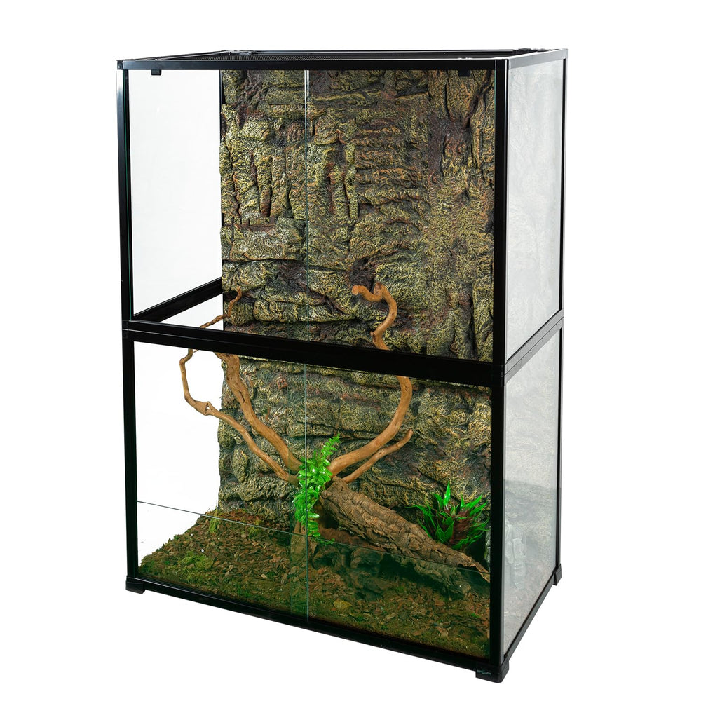 REPTI ZOO 135-gallon glass terrarium front view offers clear visibility for monitoring reptiles