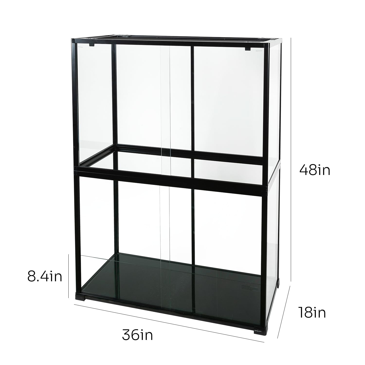 REPTI ZOO 135-gallon glass terrarium side view highlights spacious interior