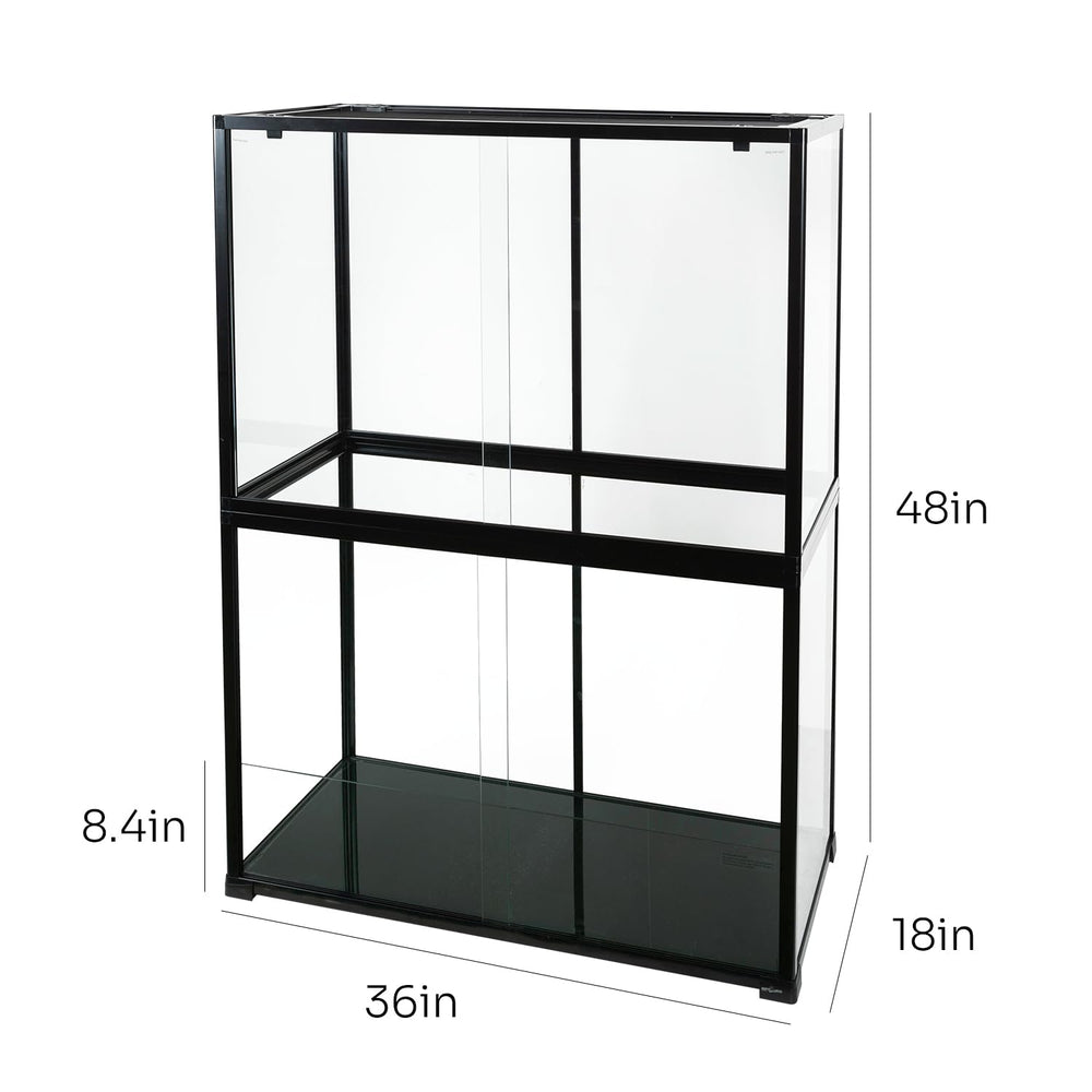 REPTI ZOO 135-gallon glass terrarium side view highlights spacious interior
