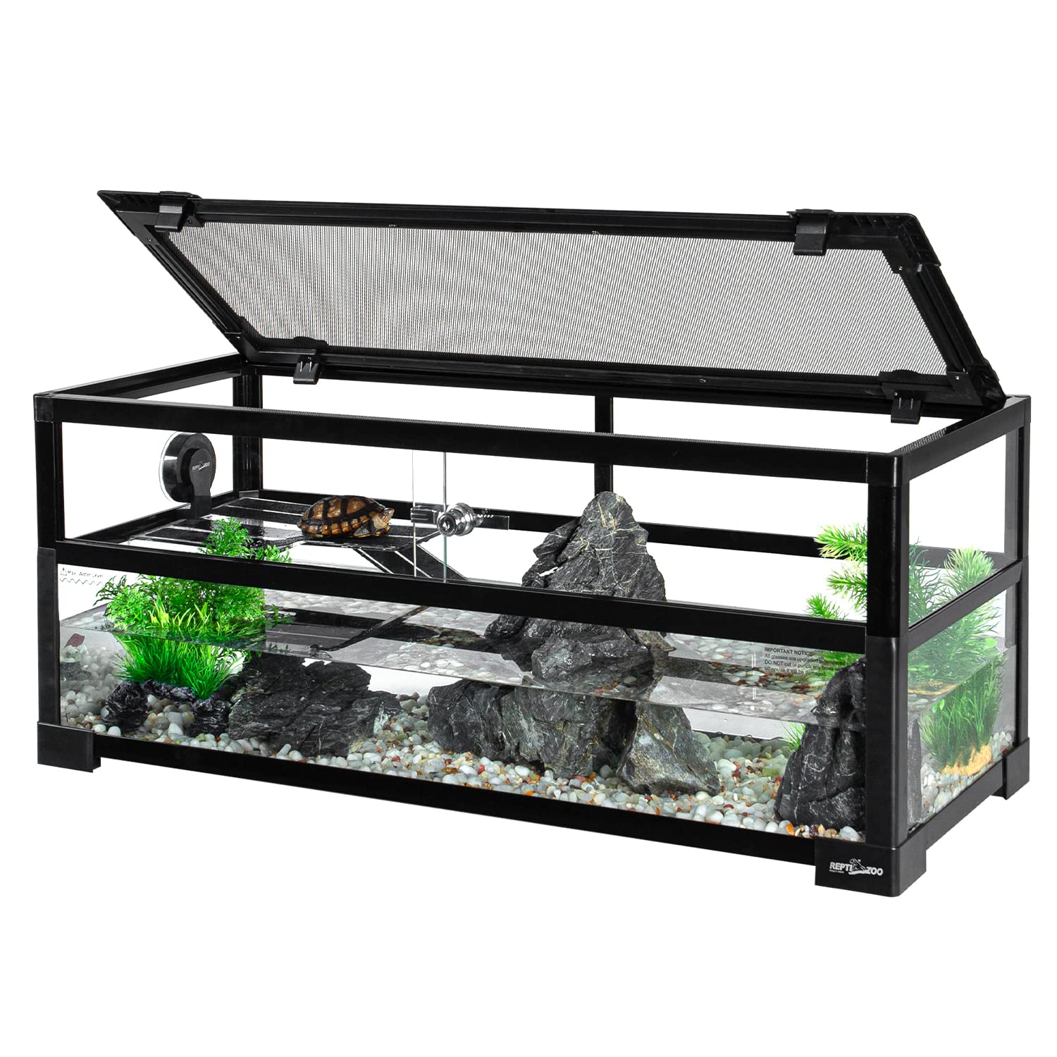 REPTIZOO 5-inch-deep base supports water and habitat