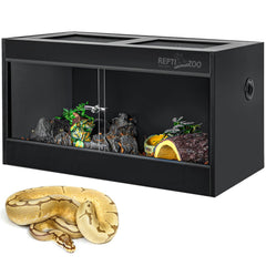 REPTI ZOO 50-gallon PVC enclosure front view showing spacious habitat