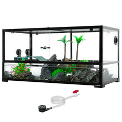 REPTI ZOO 50 gallon turtle tank clear glass view enables easy observation of swimming turtles.