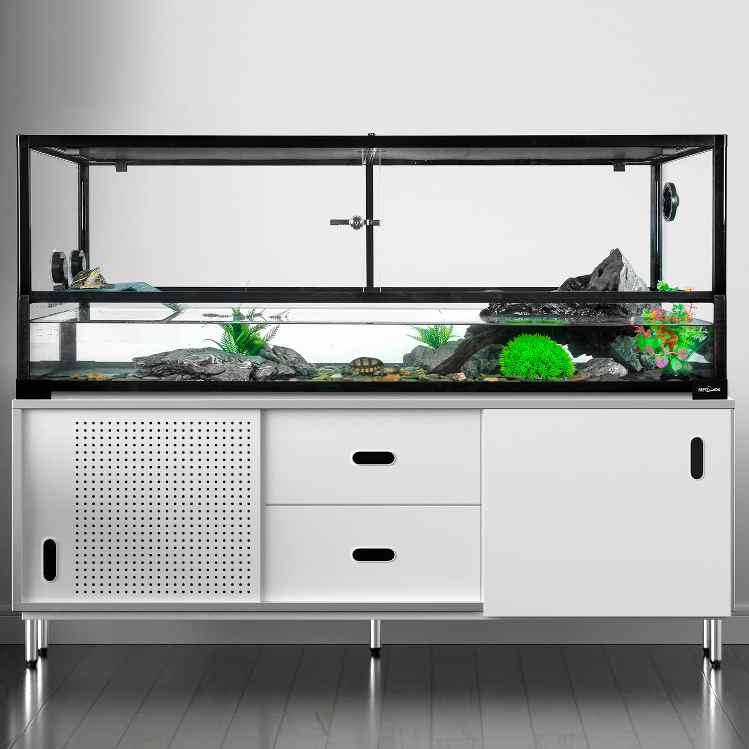 REPTIZOO 67 gallon turtle tank water change process demonstrates drainage ease