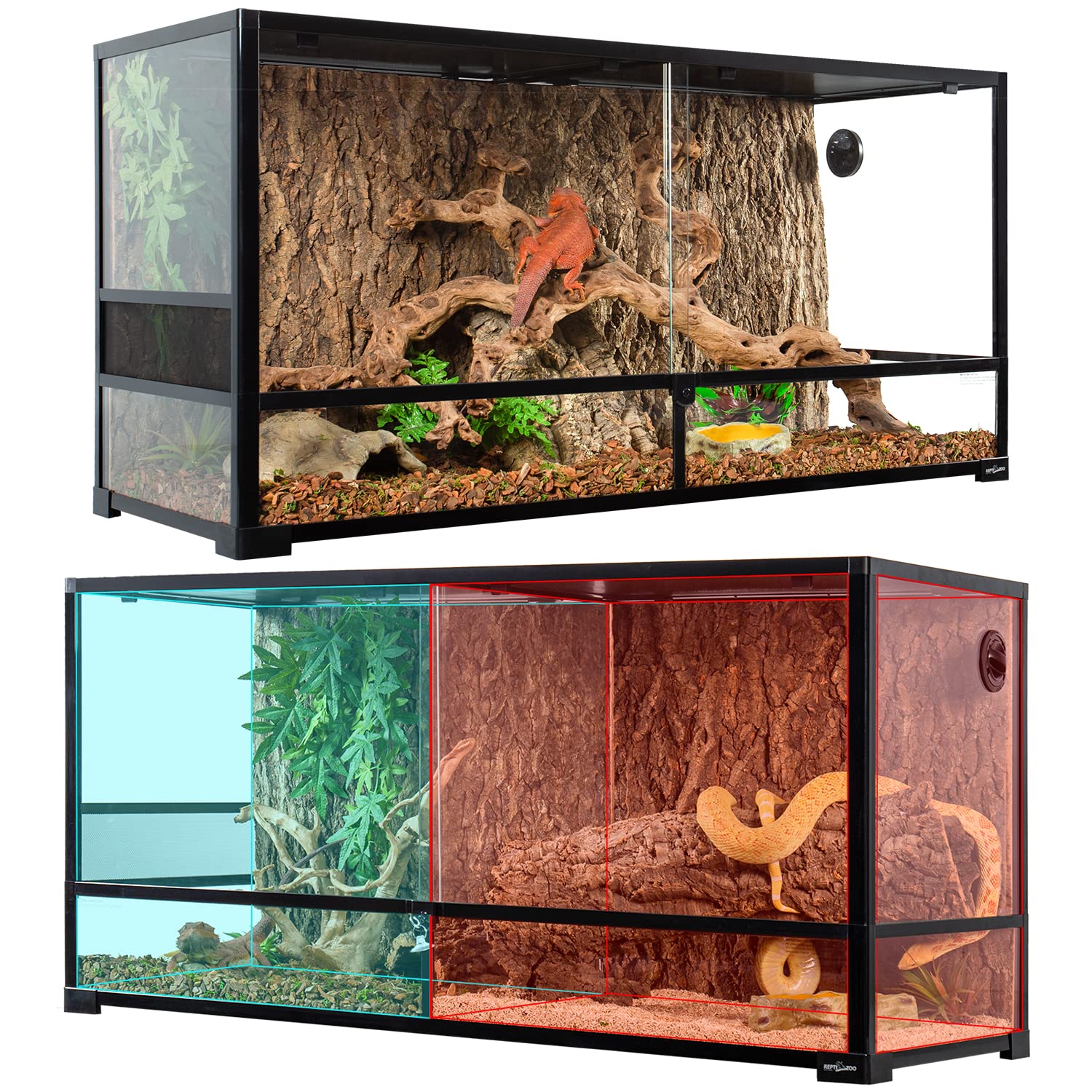 REPTIZOO 88-gallon terrarium front view for easy feeding and clear observation