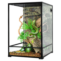 REPTIZOO 90-gallon terrarium front view shows spacious habitat for large reptiles.