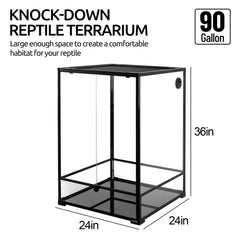 REPTIZOO 90-gallon terrarium side view highlights practical wire-management for a tidy setup.