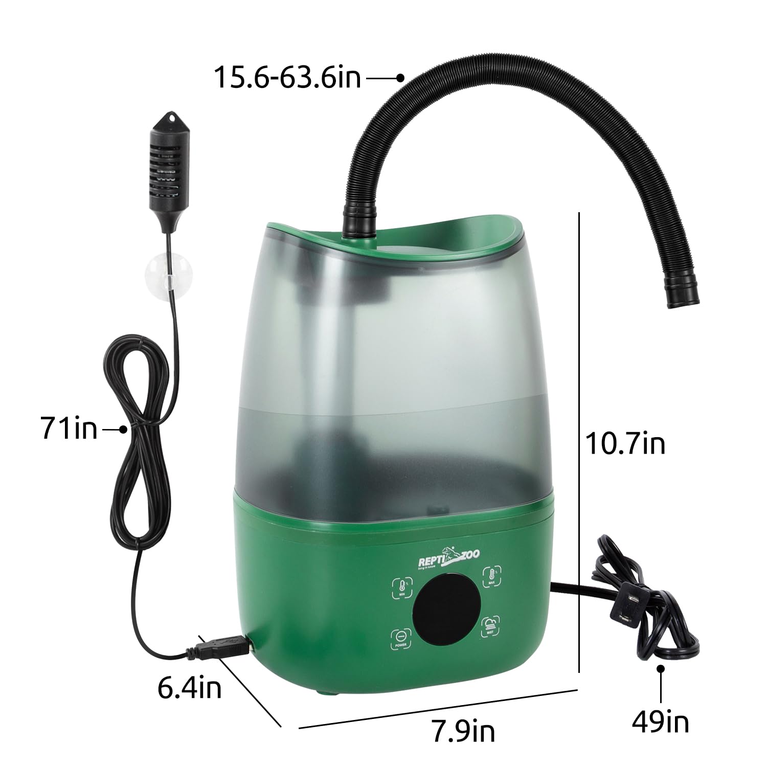 REPTIZOO humidity sensor display shows real-time readings for optimal terrarium control