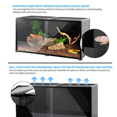REPTIZOO Large 120-Gallon Terrarium back view demonstrates full enclosure visibility