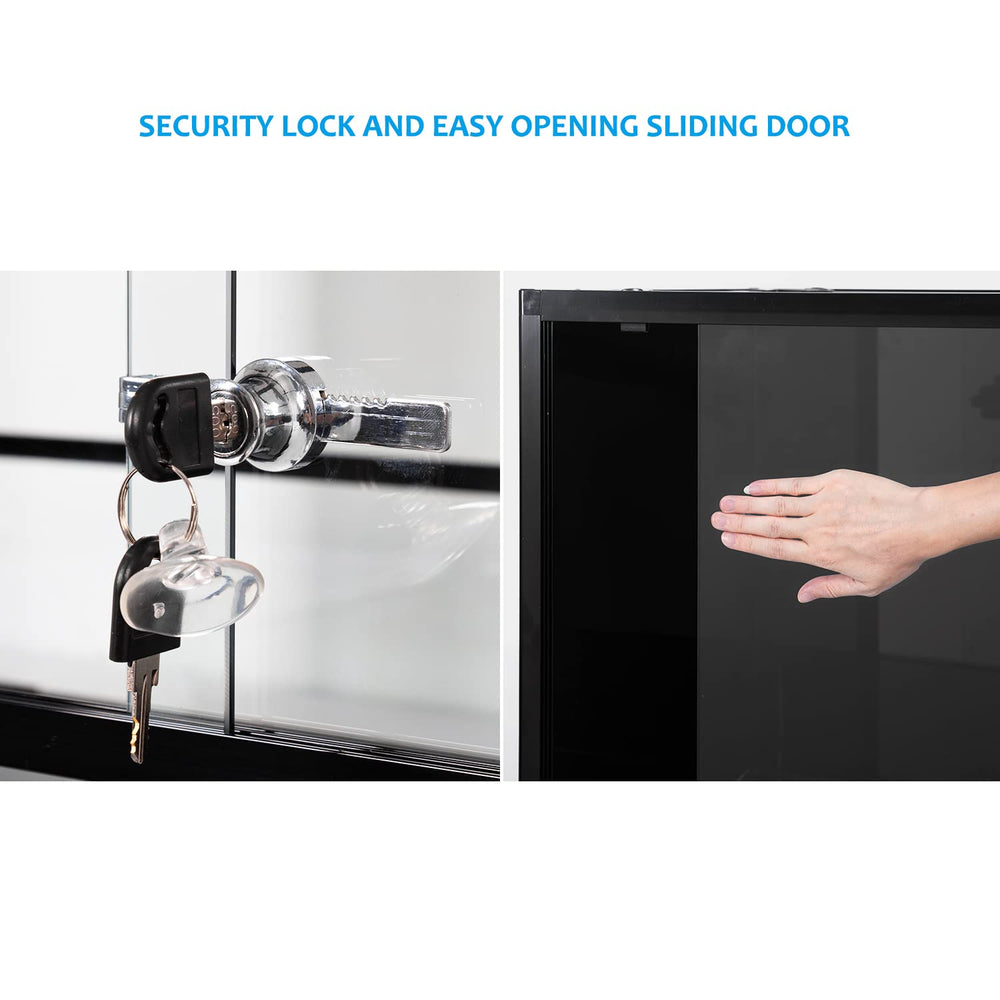 REPTIZOO Large 120-Gallon Terrarium door close-up shows a safe locking mechanism