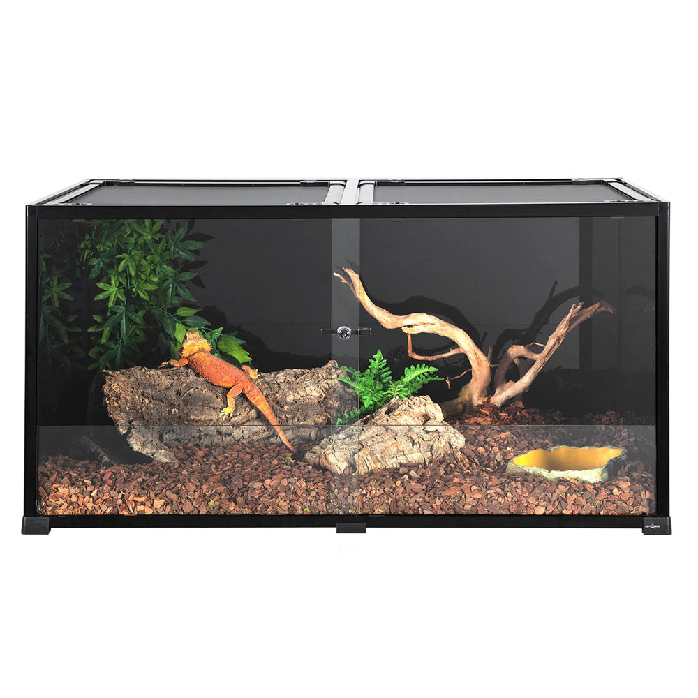 REPTIZOO Large 120-Gallon Terrarium front view shows secure front doors for easy feeding