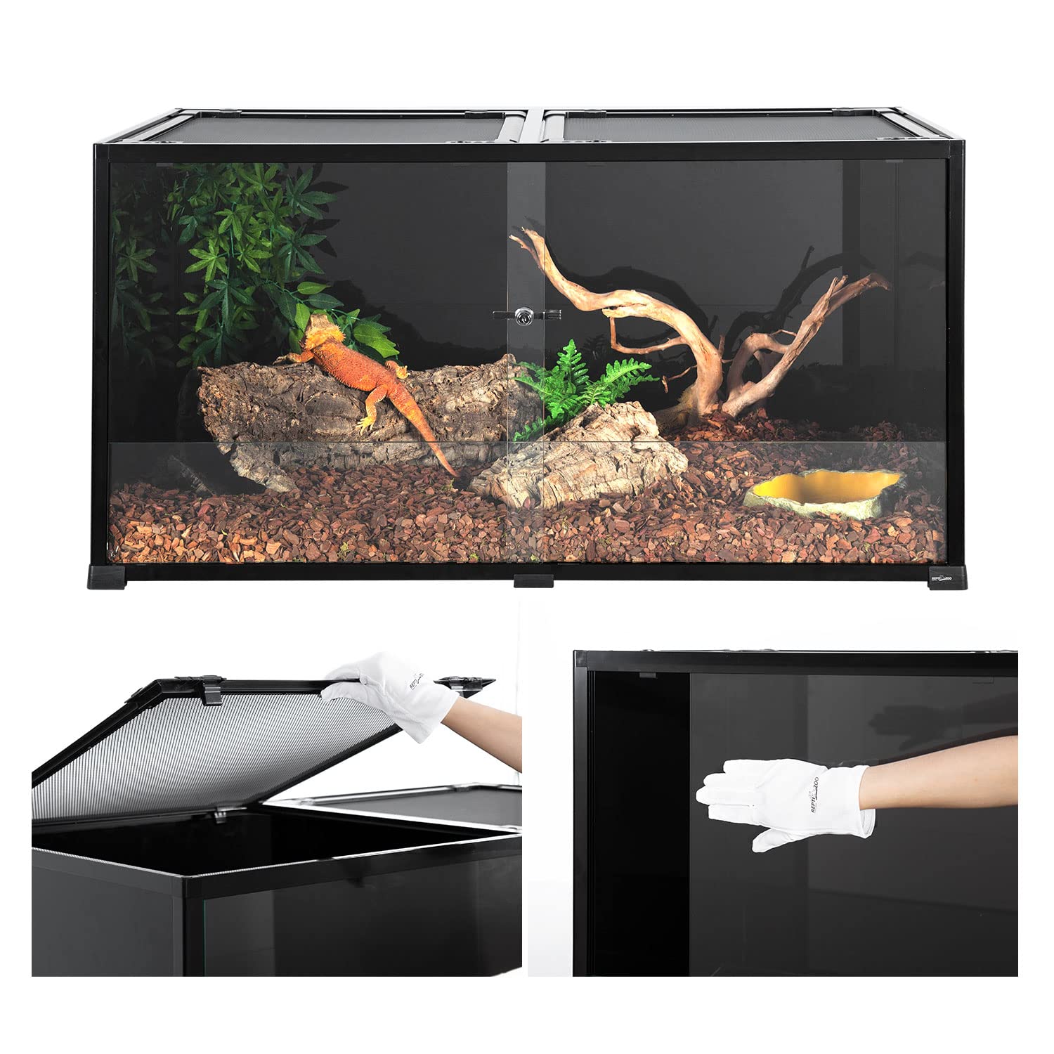 REPTIZOO Large 120-Gallon tempered-glass closeup reveals sturdy construction details