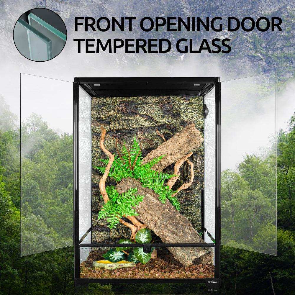 REPTIZOO terrarium waterproof bottom supports diverse habitats, from humidity-loving to dry desert.