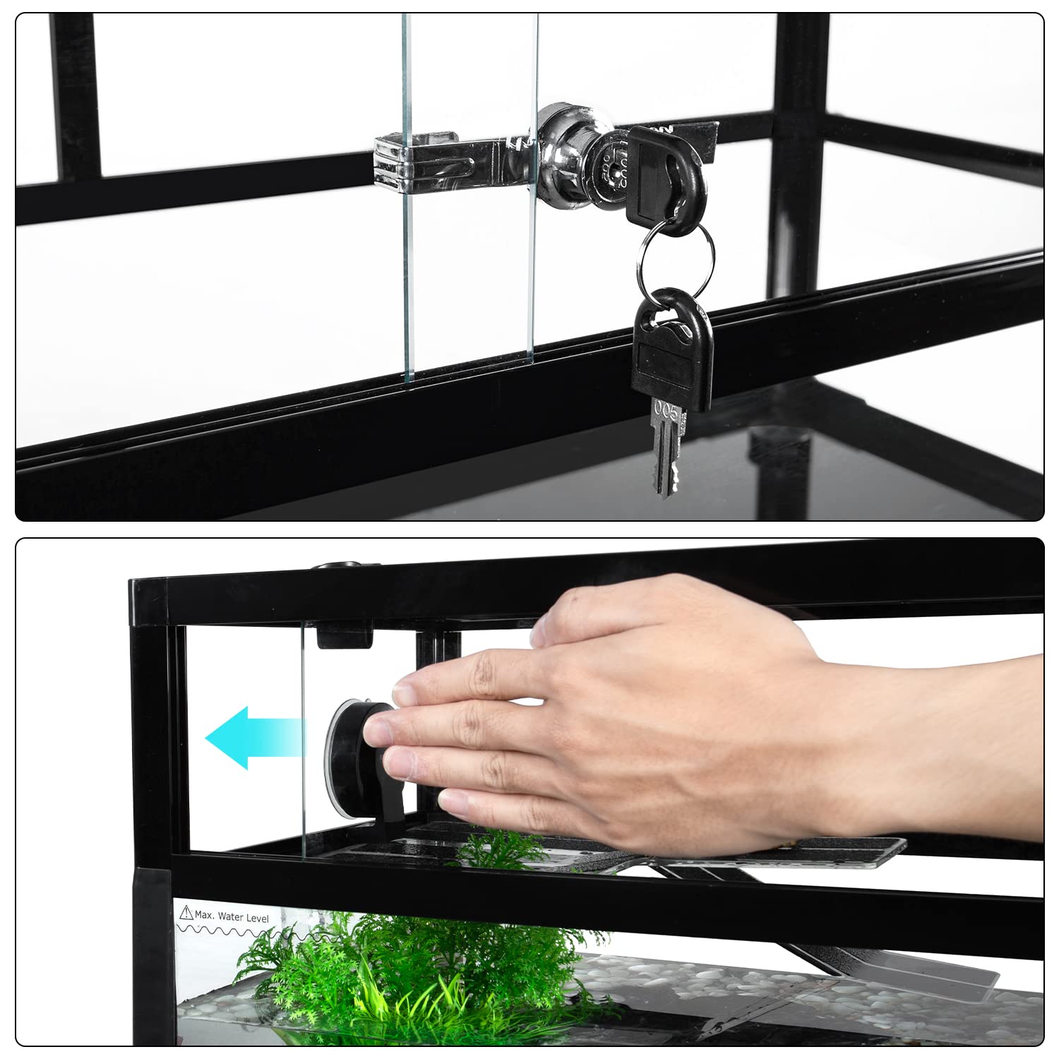 REPTIZOO ventilated top mesh cover allows airflow and light penetration