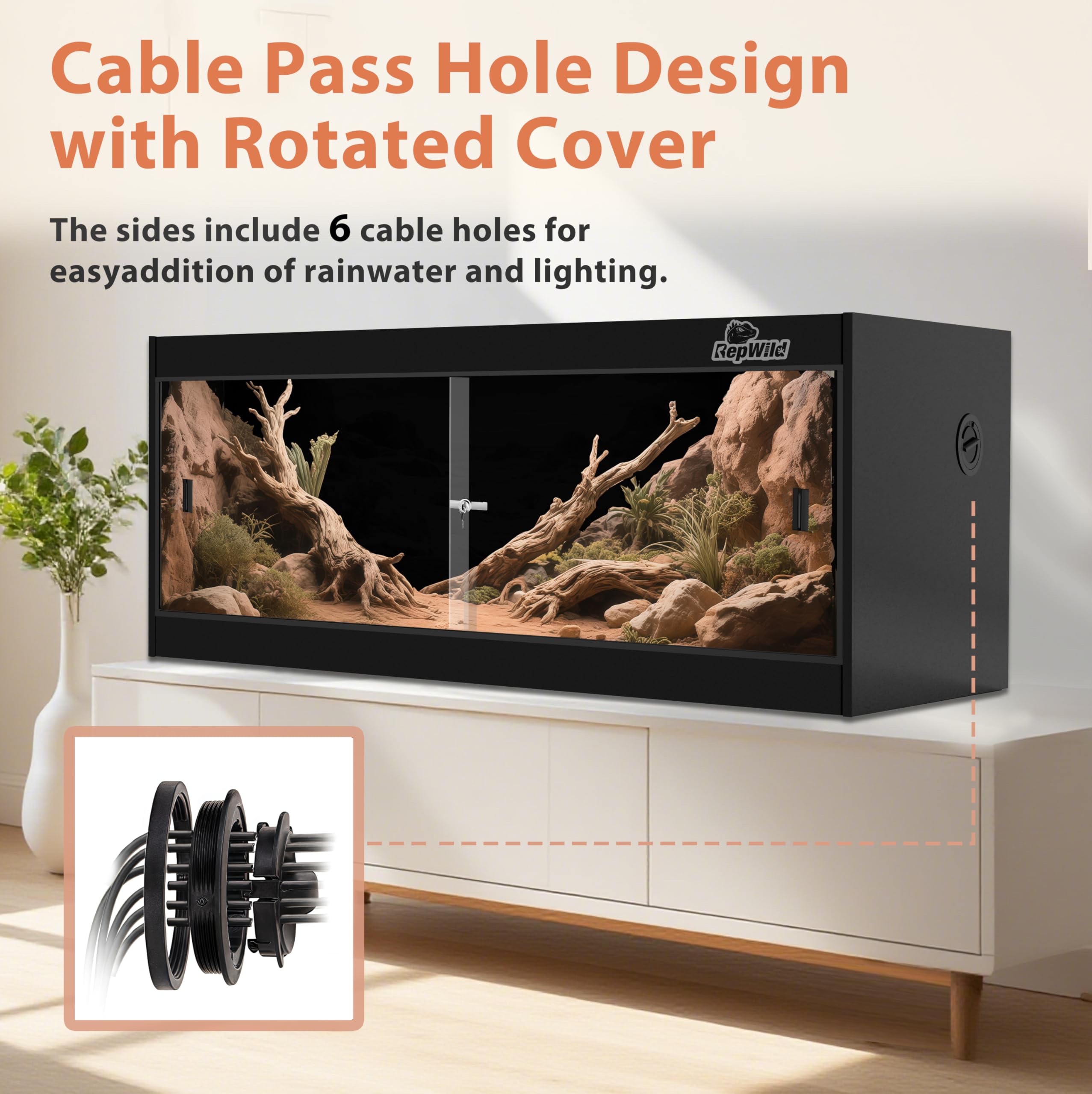 REPWILD 4x2x2 enclosure interior-habitat captures spacious layout for comfortable terrarium setups.