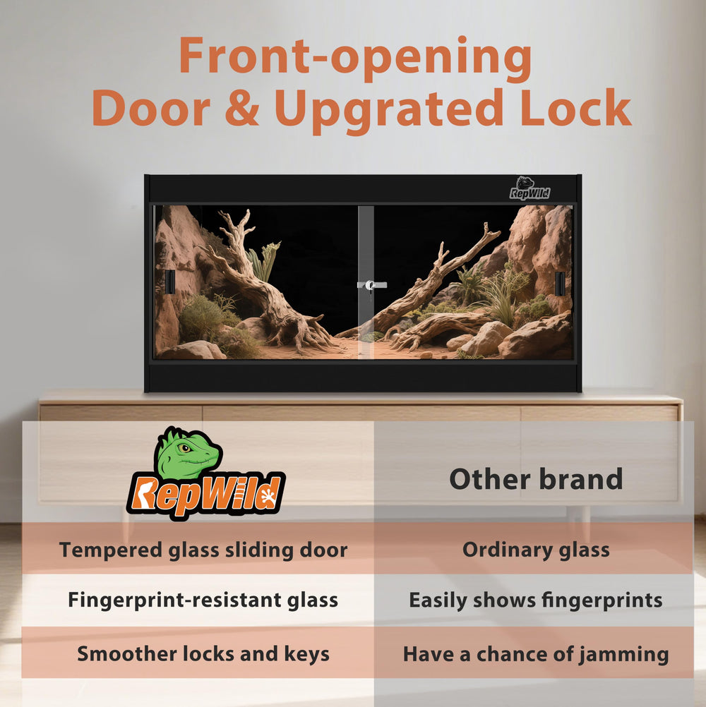 REPWILD 4x2x2 enclosure seamless-panel illustrates near-invisible seams for a clean, leak-resistant habitat.