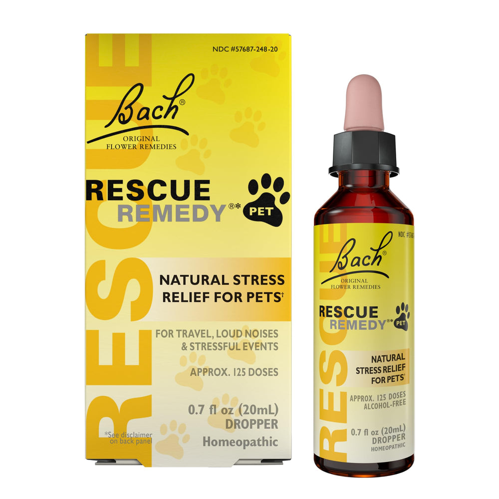 Rescue Remedy Pet Dropper 20ml bottle supports pet calmness for dogs and cats