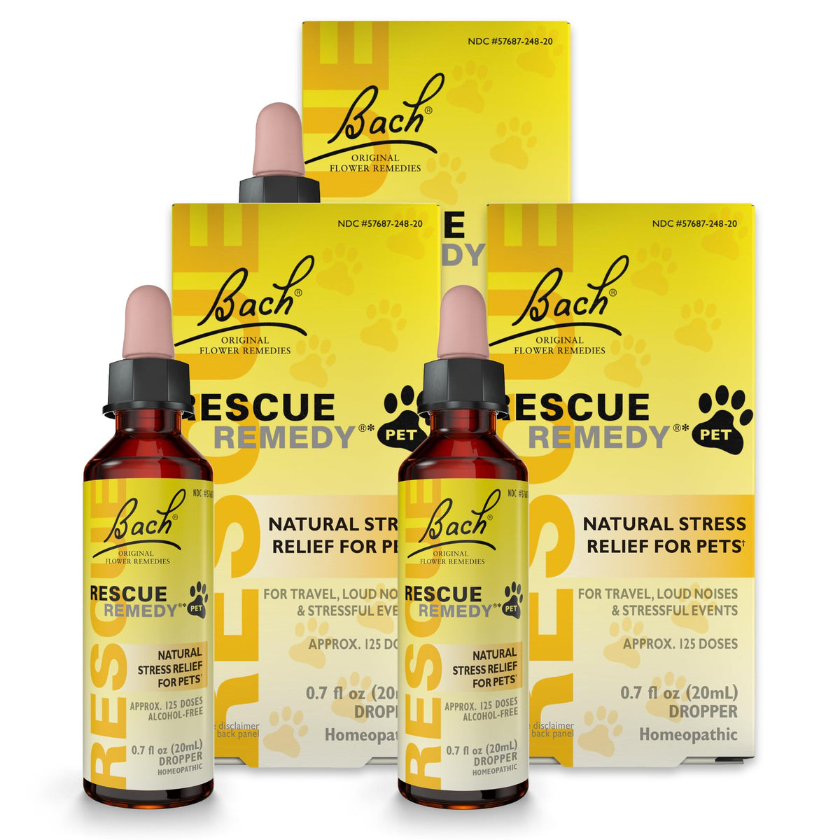 RESCUE Remedy Pet Dropper bottle front view for stress support