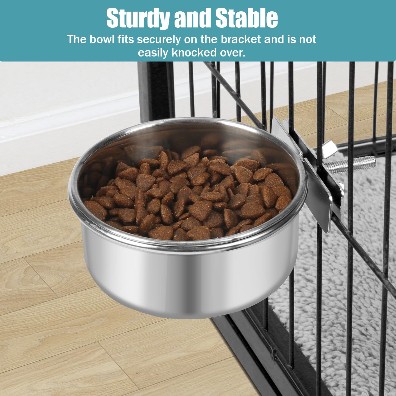 Reshiho removable bracket securing the bowl to a pet cage.