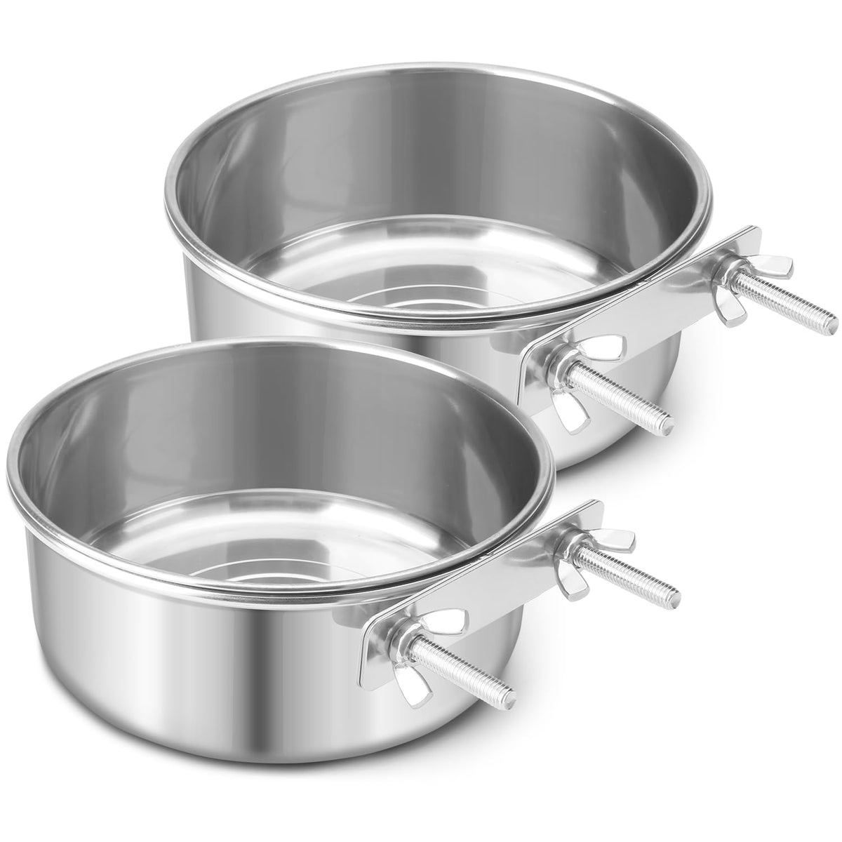 Reshiho hanging-bowl stainless steel dog bowl for mess-free feeding in cages.