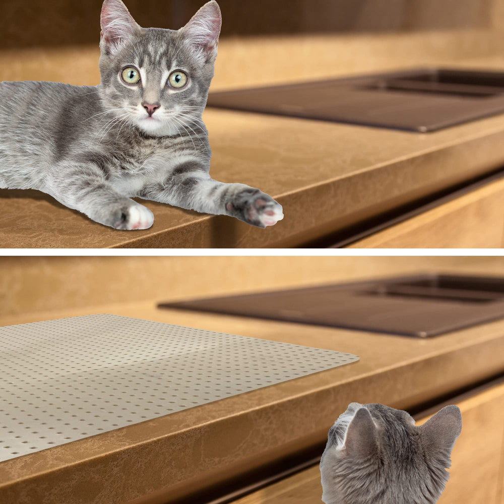 RESILIA indoor-outdoor use beige mat shows versatile pet protection at home.