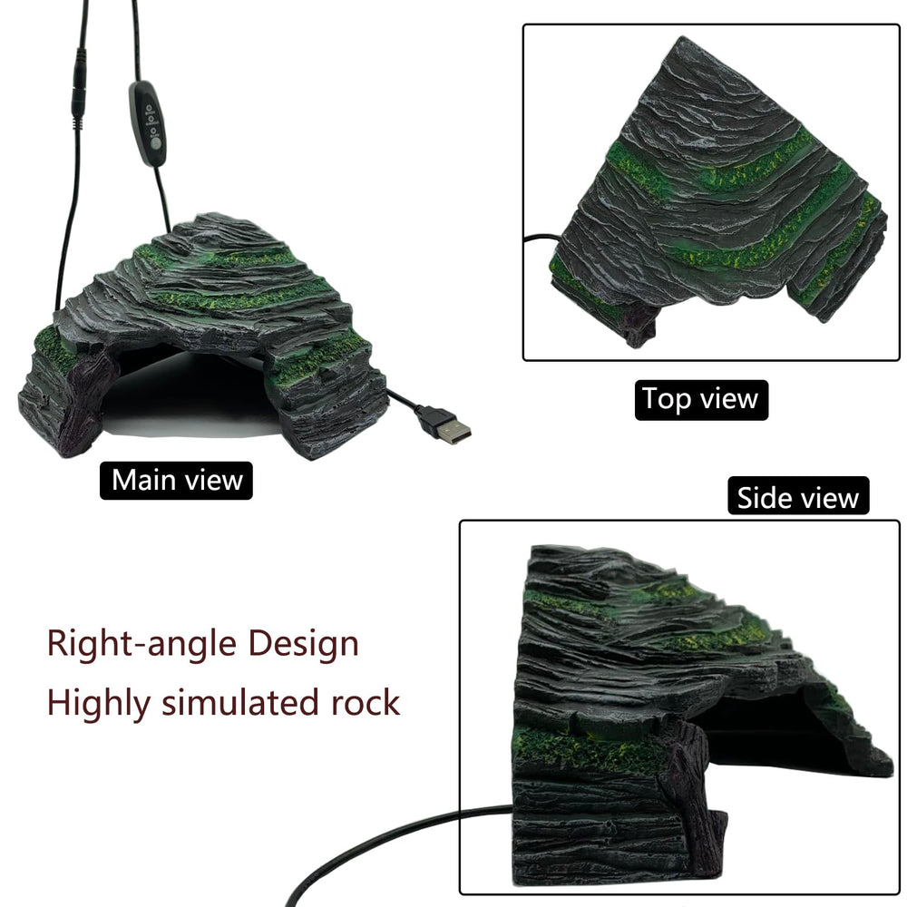 Resin reptile hide rock cave corner design saves tank space.
