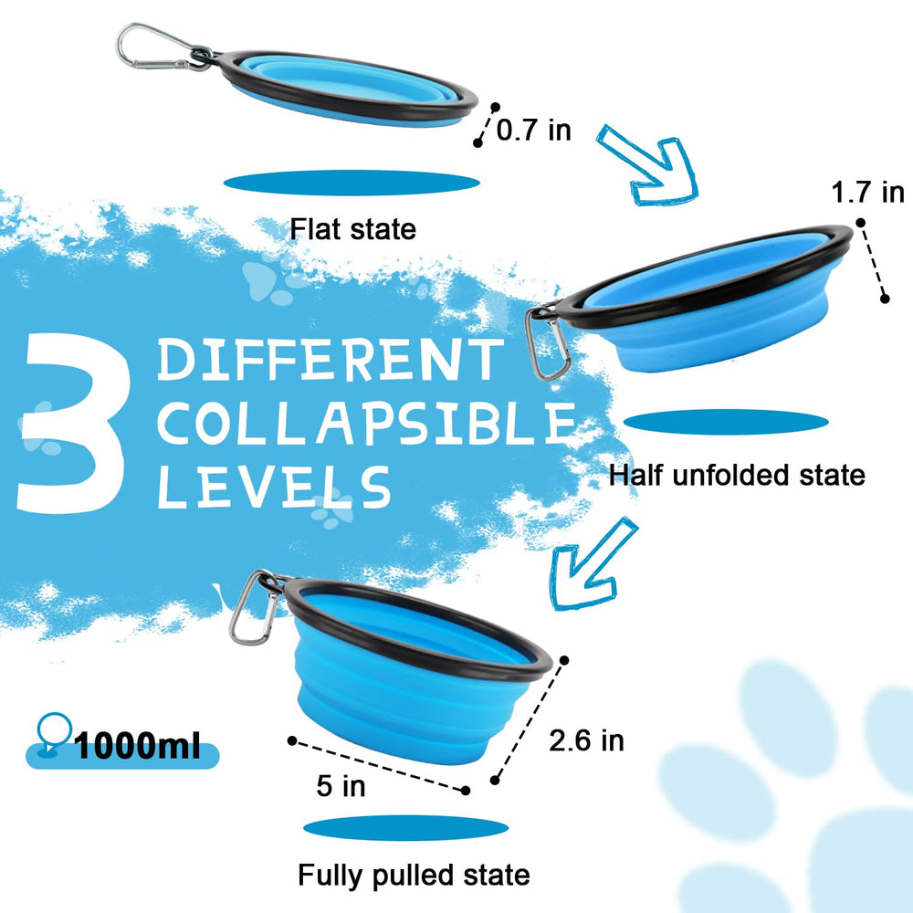 Rest-Eazzzy 1000ml foldable dog bowl with large capacity for long walks.