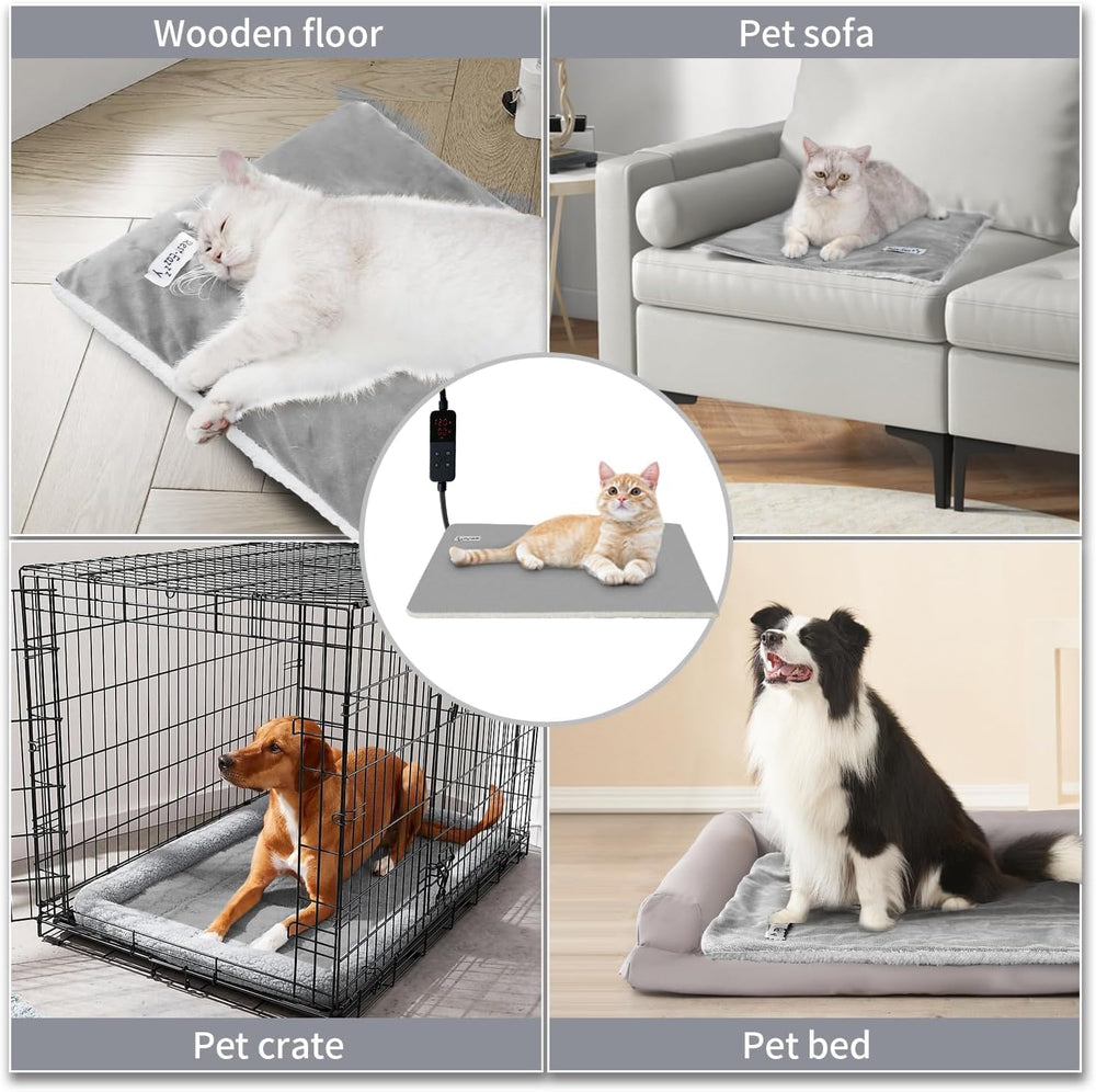 Rest-Eazzzy cat heating pad bed in a cozy corner setup for relaxed pets.