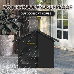 Rest-Eazzzy cat house canopy close-up showing weather protection for rainy days.