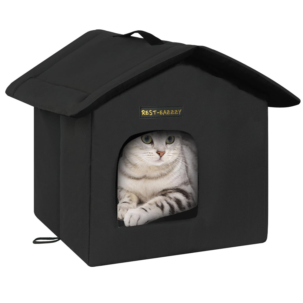 Rest-Eazzzy cat house outdoor shelter, compact refuge for feral cats with warm, private corner.