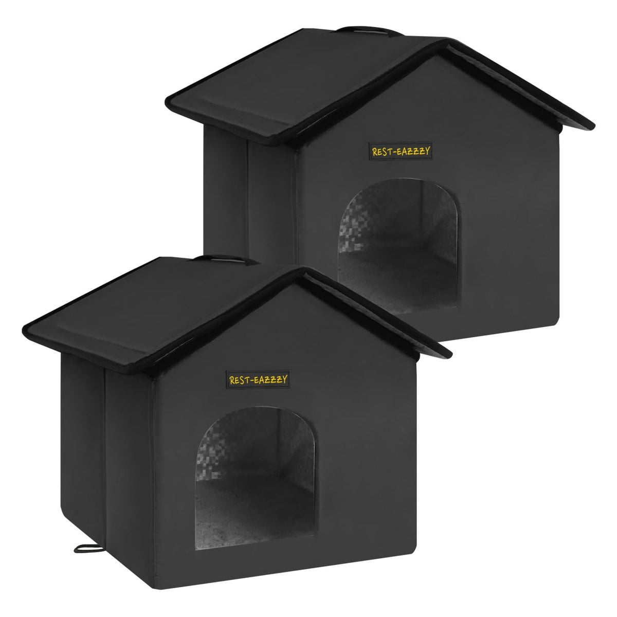 Rest-Eazzzy cat house weatherproof exterior shields outdoor cats from rain and wind.