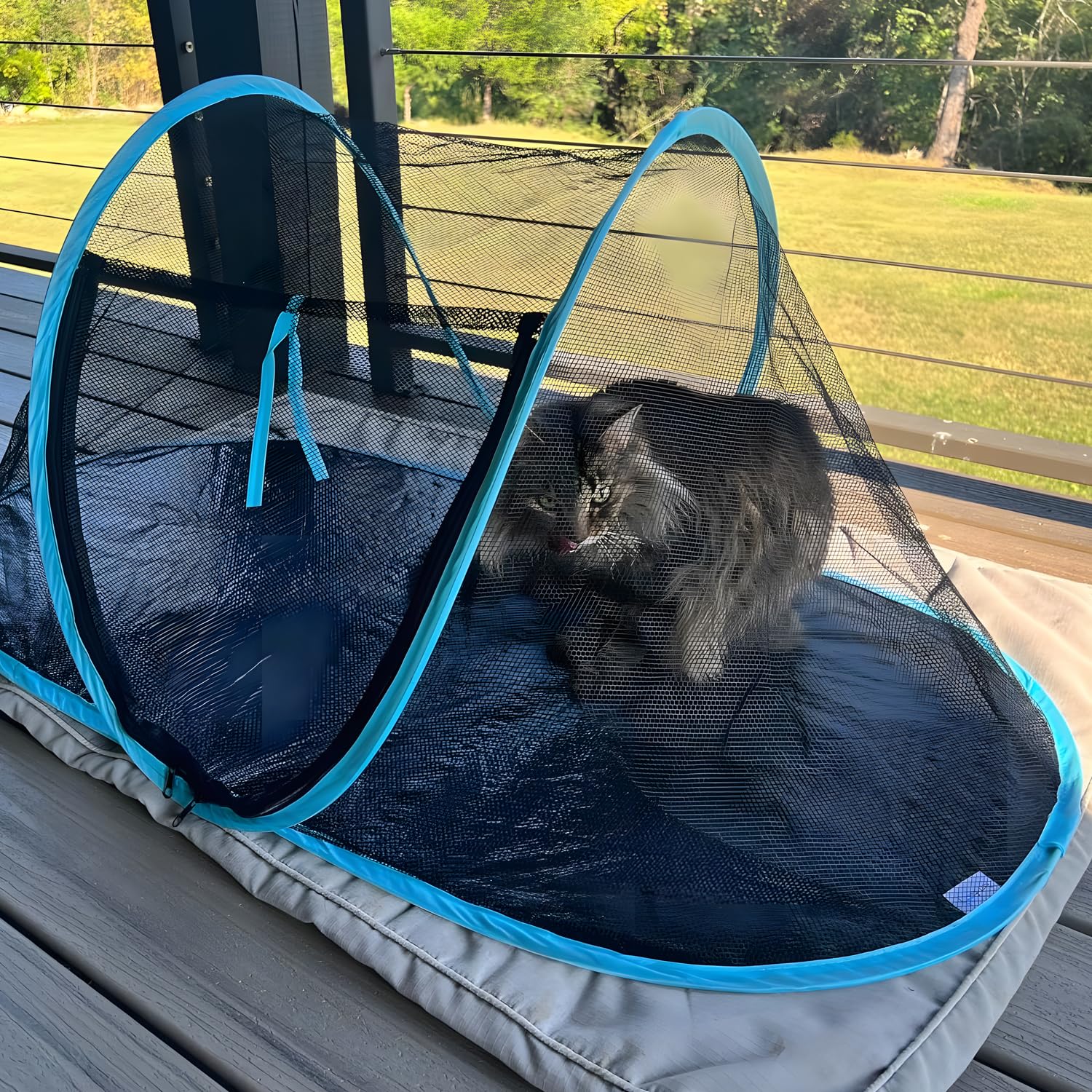 Rest-Eazzzy cat tent outdoor zipper door 21-5-inch opening for easy loading.