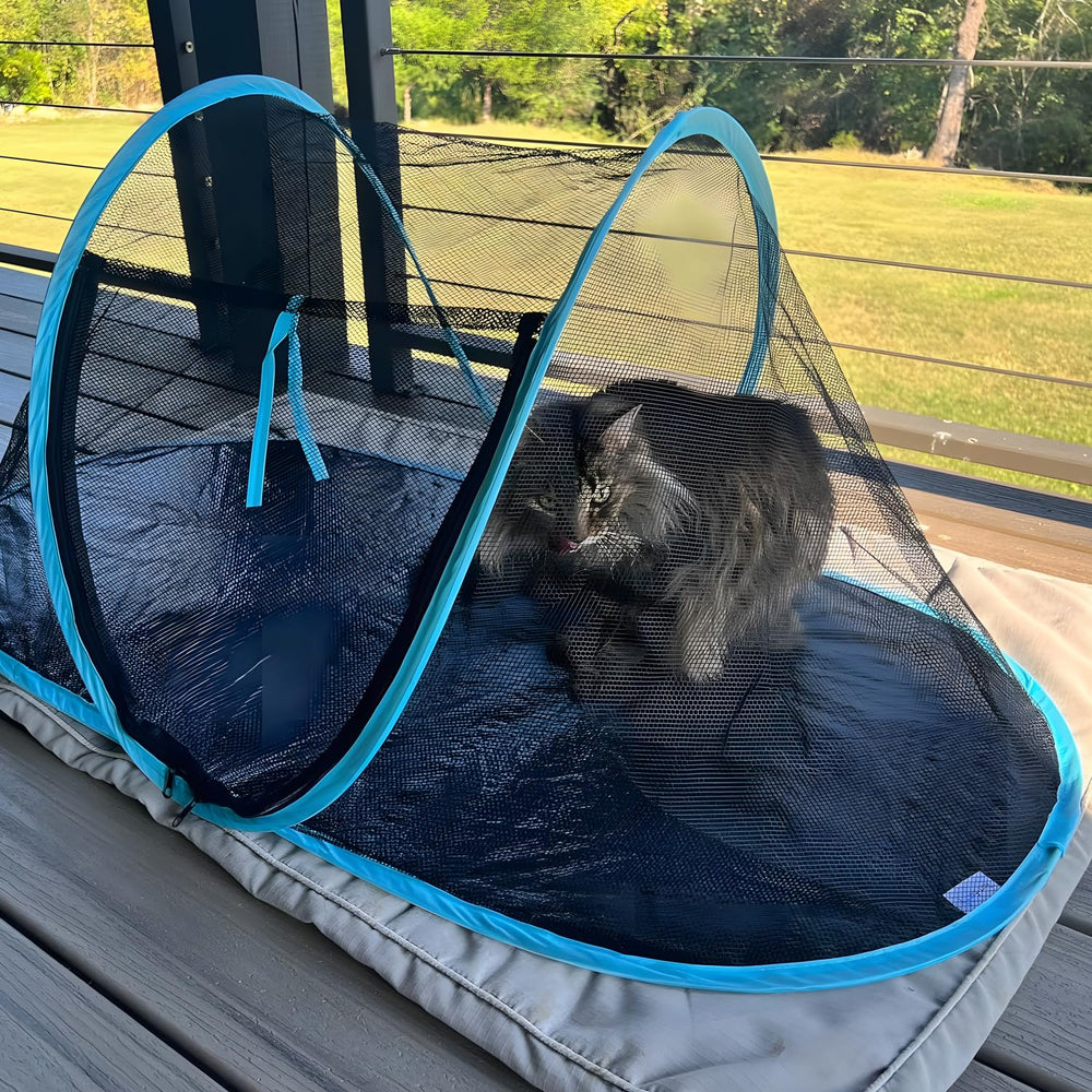 Rest-Eazzzy cat tent outdoor zipper door 21-5-inch opening for easy loading.